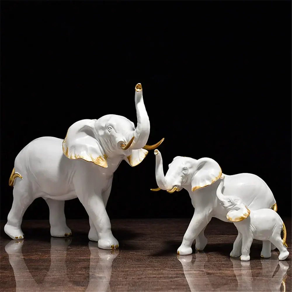 Golden brass elephant resin sculpture living room decor