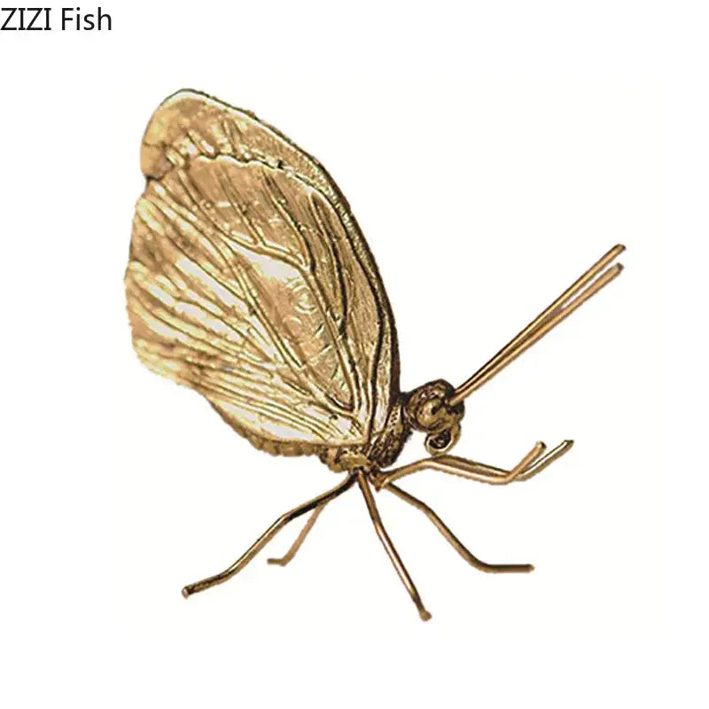 Golden butterfly ant miniature metal figurine living room decor