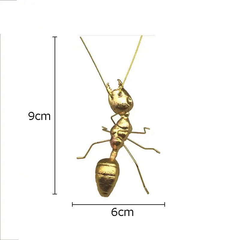 Golden butterfly ant miniature metal figurine living room decor