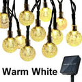 Golden crackled glass crystal fairy solar string lights patio decor
