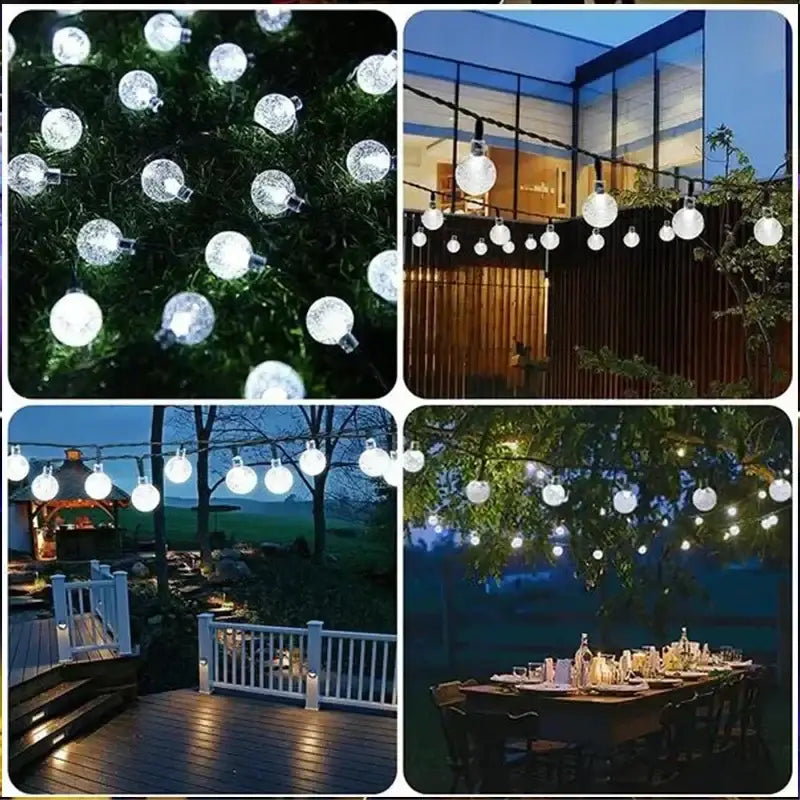 Golden crackled glass crystal fairy solar string lights patio decor
