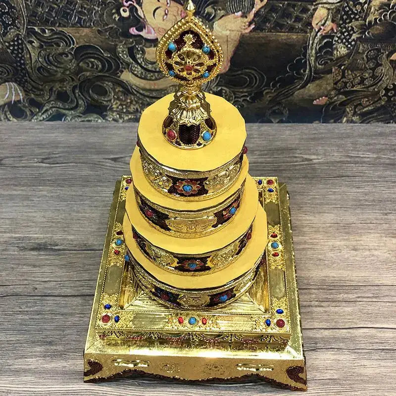 Golden eight auspicious buddha alloy plates for temple meditation