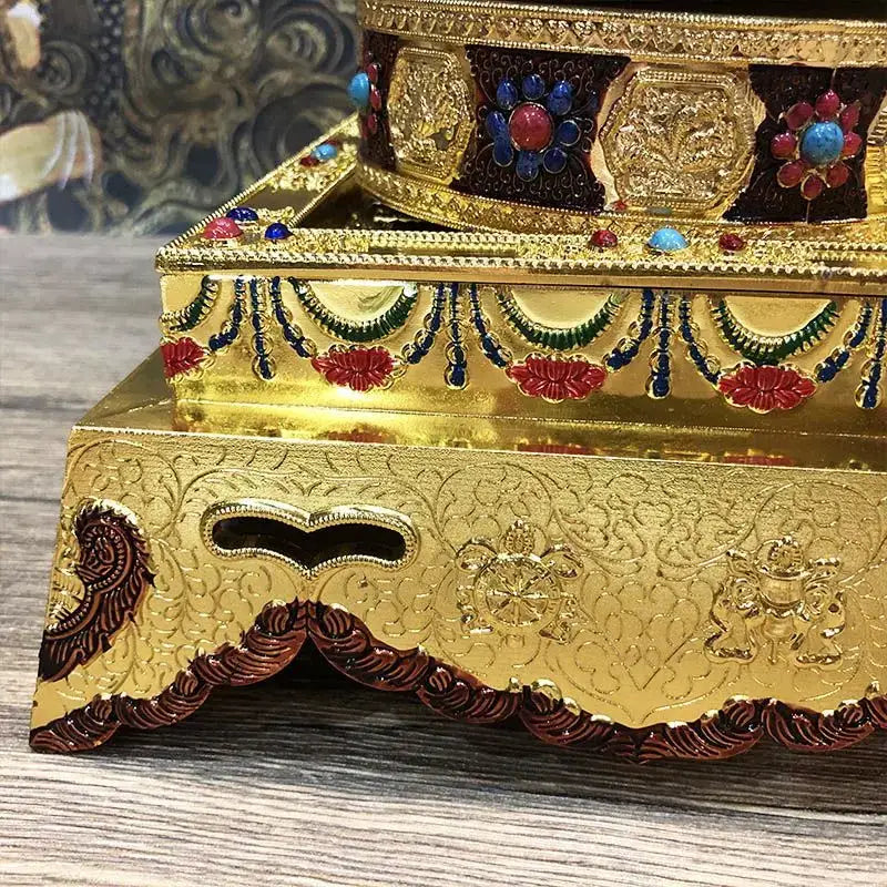 Golden eight auspicious buddha alloy plates for temple meditation