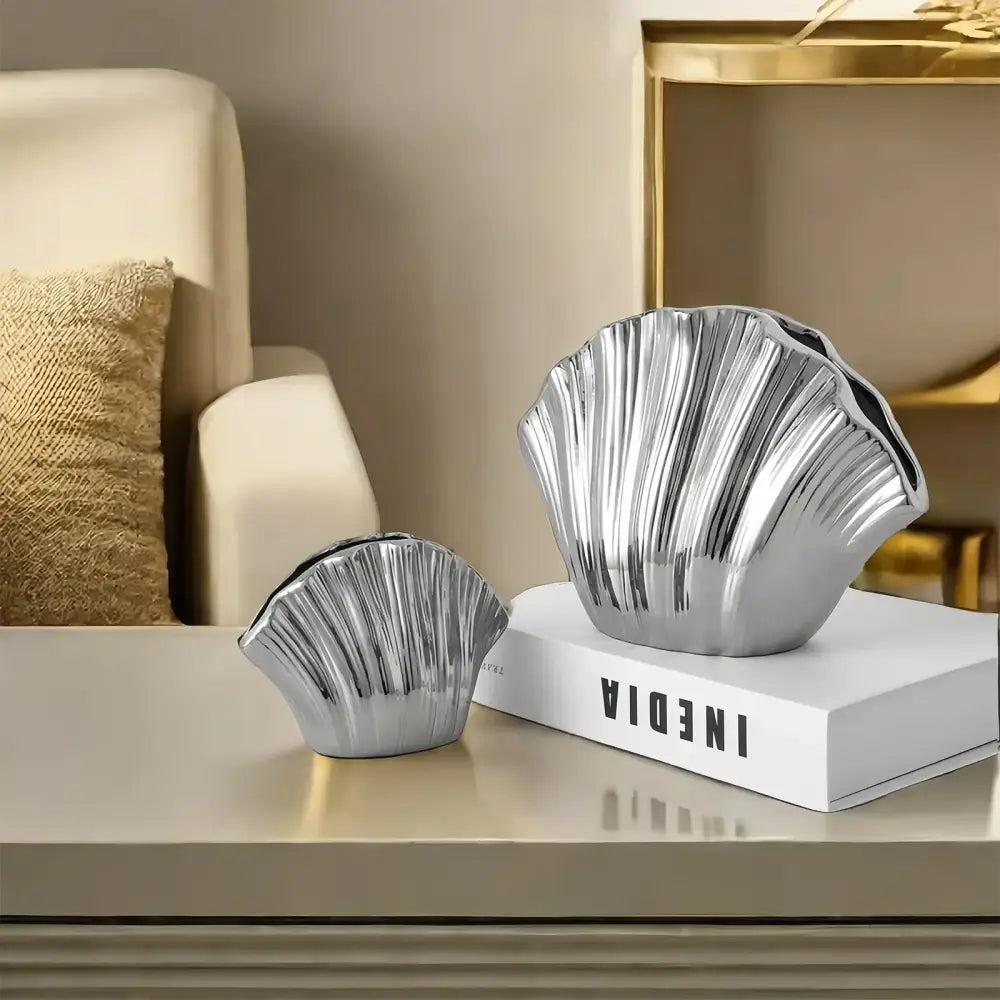 Golden gradient shell ceramic vase living room decor