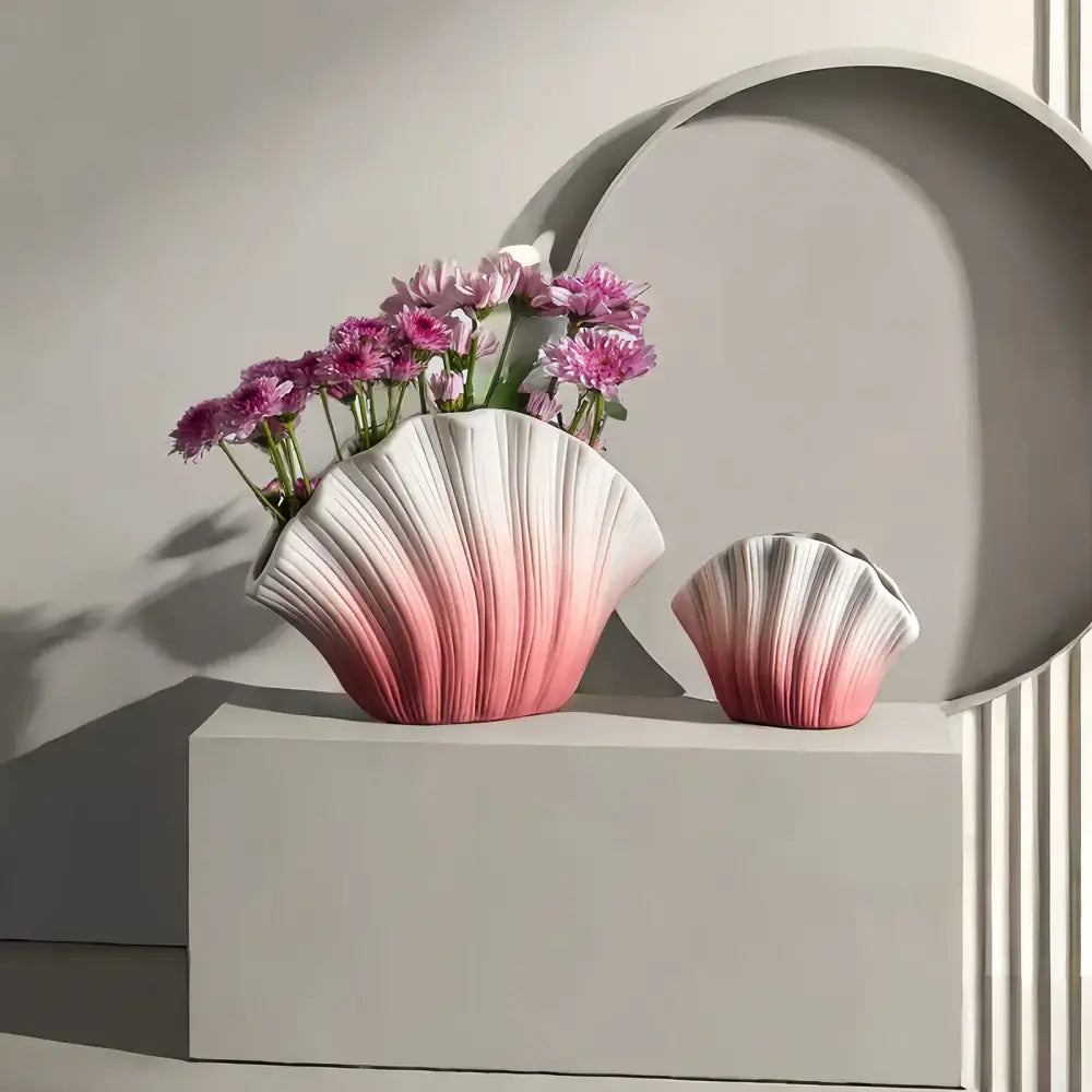 Golden gradient shell ceramic vase living room decor
