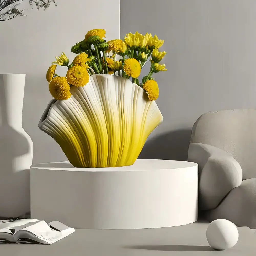 Golden gradient shell ceramic vase living room decor