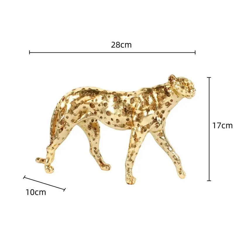 Golden leopard cheetah animal sculpture living room decor