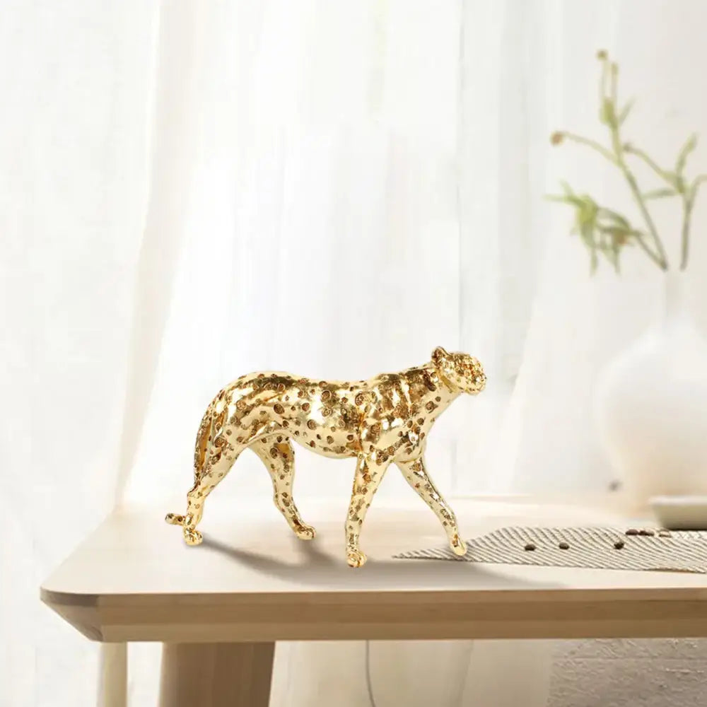 Golden leopard cheetah animal sculpture living room decor