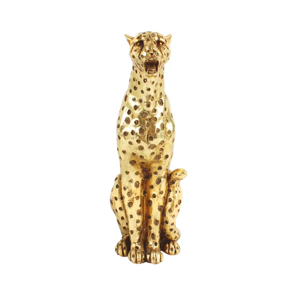 Golden leopard cheetah animal sculpture living room decor