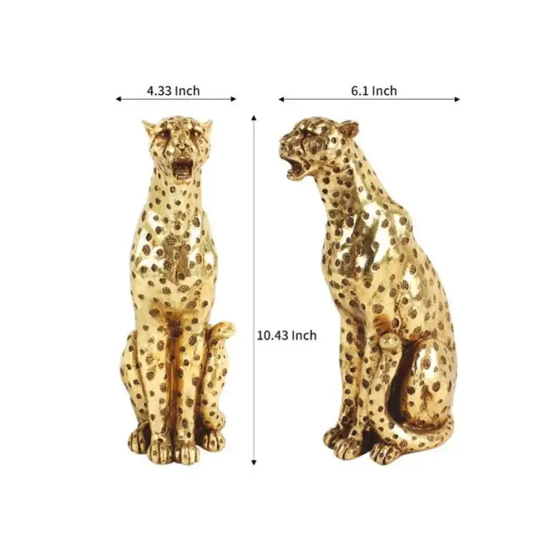 Golden leopard cheetah animal sculpture living room decor