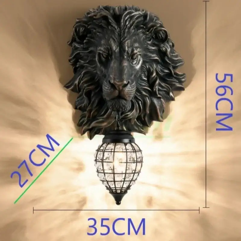 Golden lion head king crystal wall lamp for bedroom cage pendant