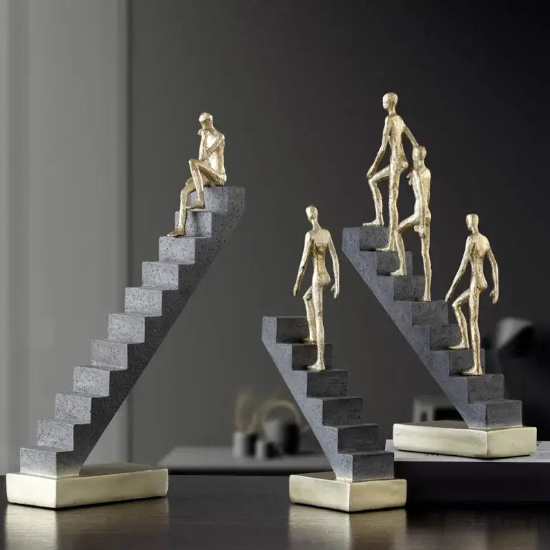 Golden man abstract resin staircase sculpture living room decor