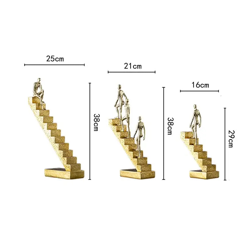 Golden man abstract resin staircase sculpture living room decor