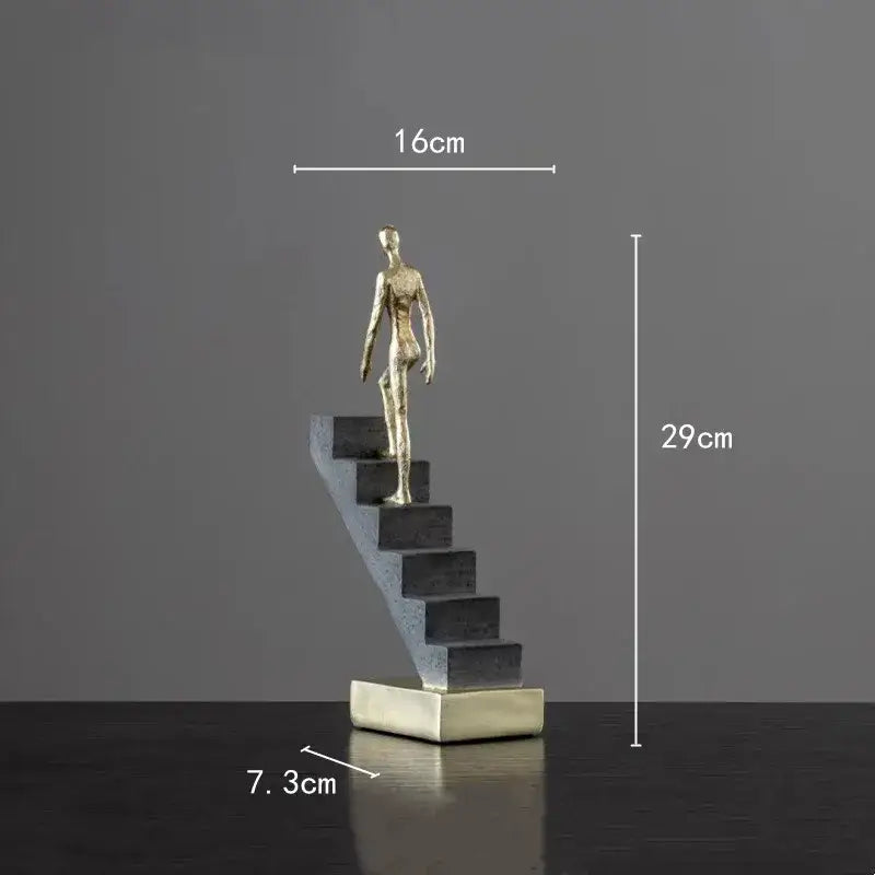 Golden man abstract resin staircase sculpture living room decor