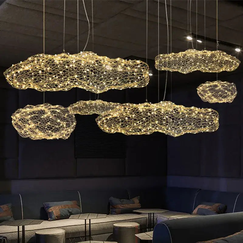Golden mesh decorbites cloud light – bedroom pendant lamp