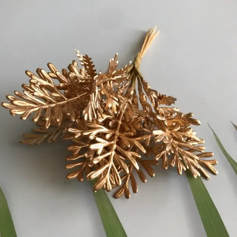Golden metallic berry stamen green plant foliage for living room decor