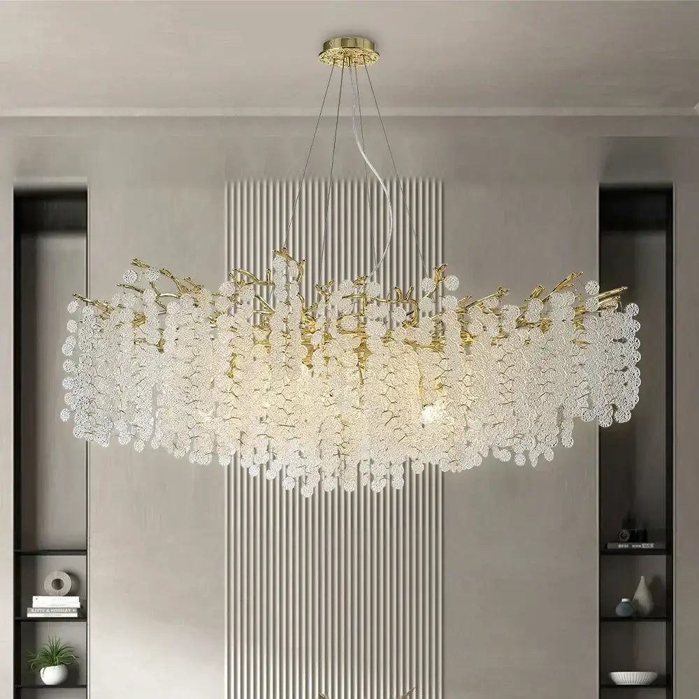 Golden money tree crystal chandelier living room gold pendant light
