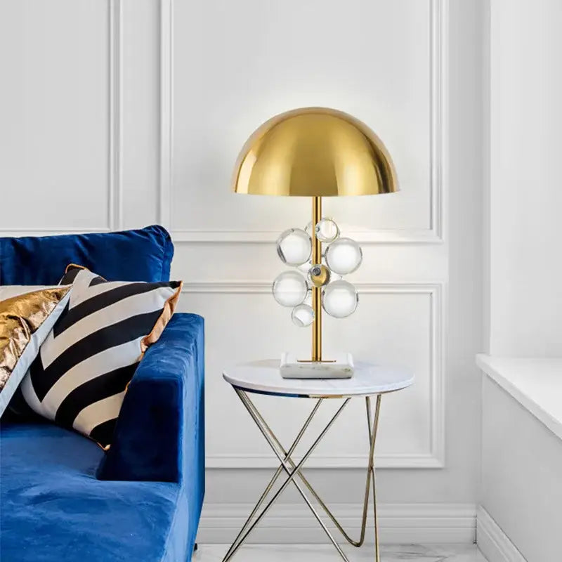 Golden mushroom crystal ball table lamp bedroom decor
