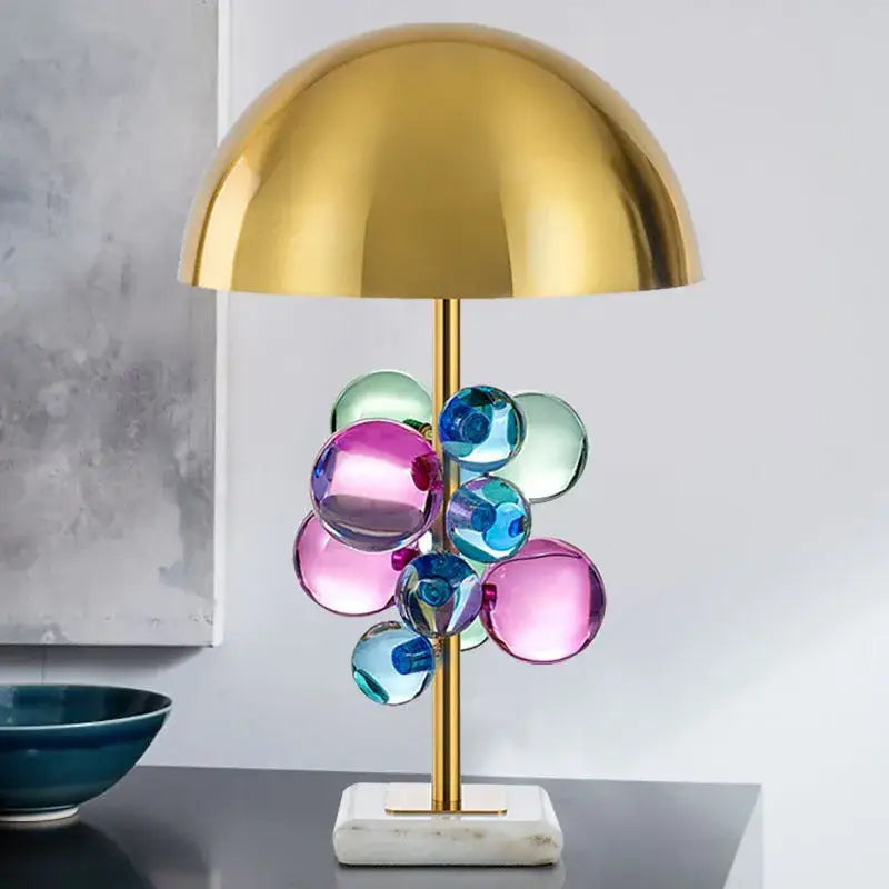 Golden mushroom crystal ball table lamp bedroom decor