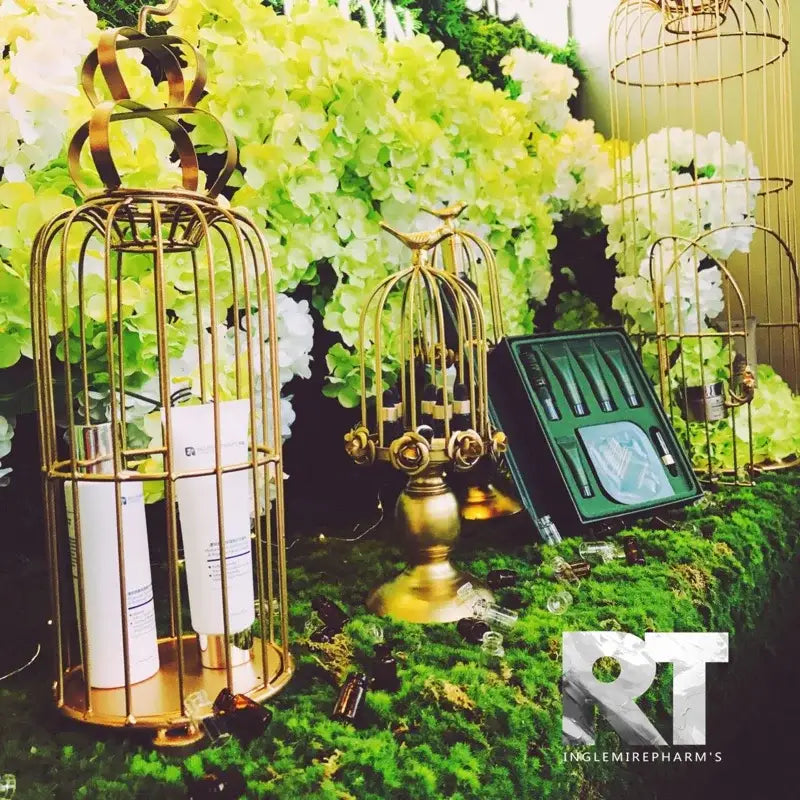 Golden rose birdcage style ornament dining room candle holder