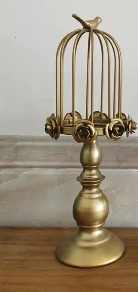 Golden rose birdcage style ornament dining room candle holder