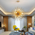 Golden starburst ball pendant lamp for living room light