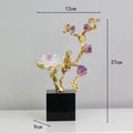 Golden tree brass amethyst crystal flower sculpture living room decor