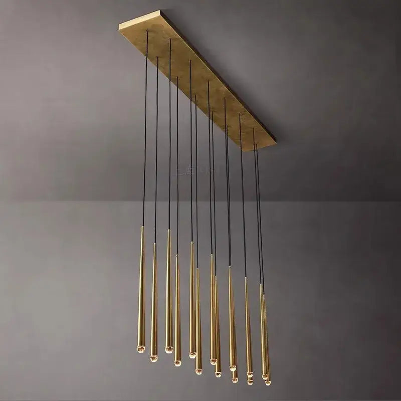 Golden water drop ceiling chandelier living room crystal pendant light