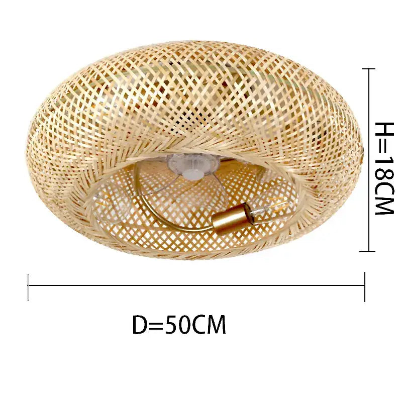 Golden woven bamboo ceiling fan with light bedroom retractable blades