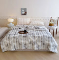 Gradient grey cashmere fleece chunky knit throw – bedroom blanket