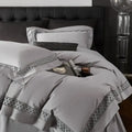 Gray & black egyptian cotton hotel bedding set bedroom geometric embroidery