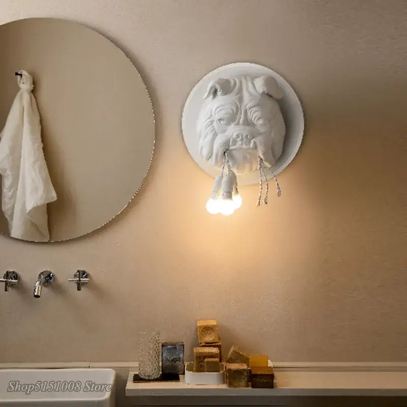 Gray concrete decorbites bulldog wall lamp bedroom triple bulb sconce