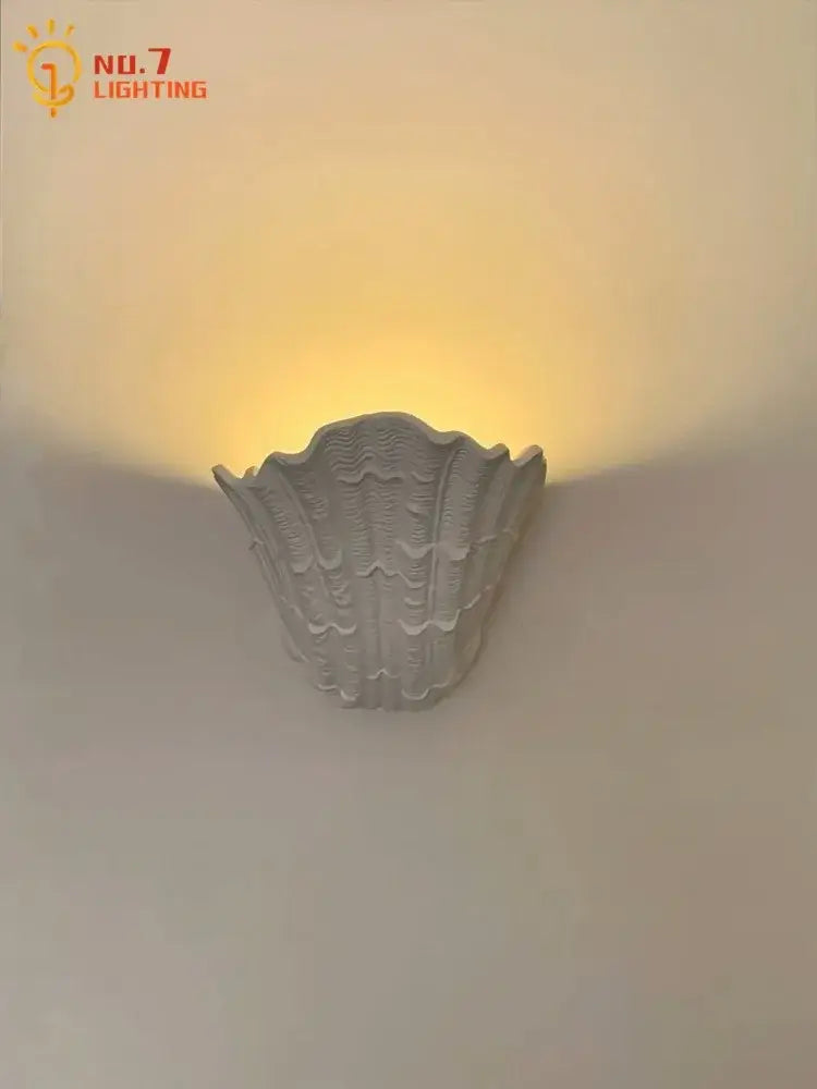 Gray gypsum shell led wall lamp bedroom sconce