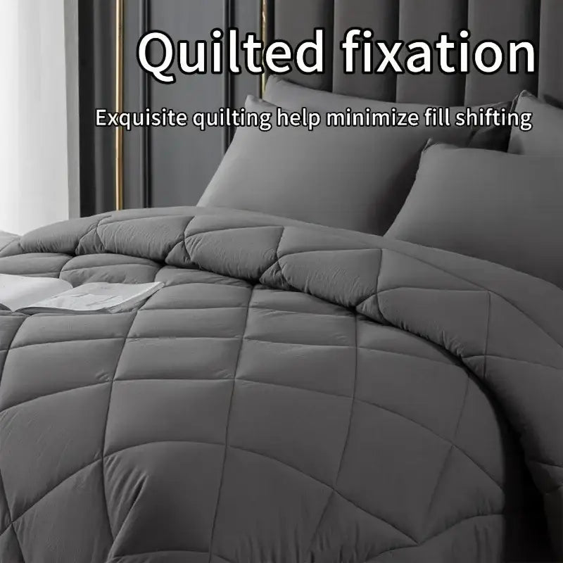 Gray quilted cozy quilt set bedroom soft comforter