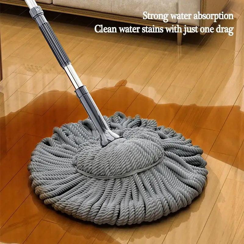 Gray silver easy spin mop with microfiber head for kitchen floors