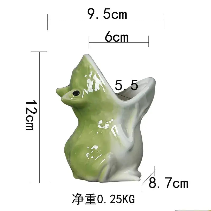 Green and yellow ceramic cute frog succulent flower pot garden decor