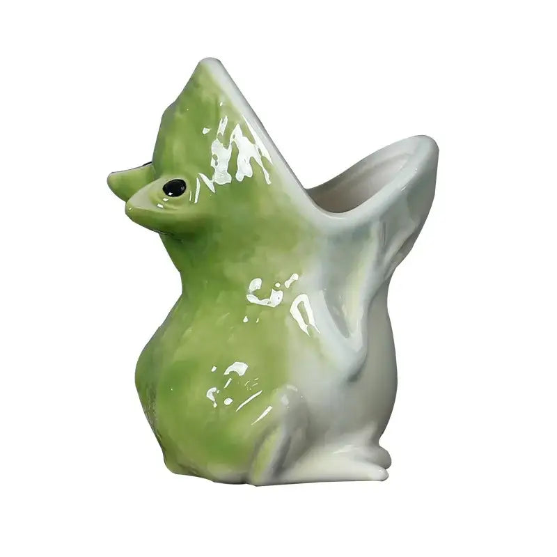 Green and yellow ceramic cute frog succulent flower pot garden decor