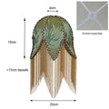 Green bamboo leaf jacquard satin lampshade with brass fringe bedroom