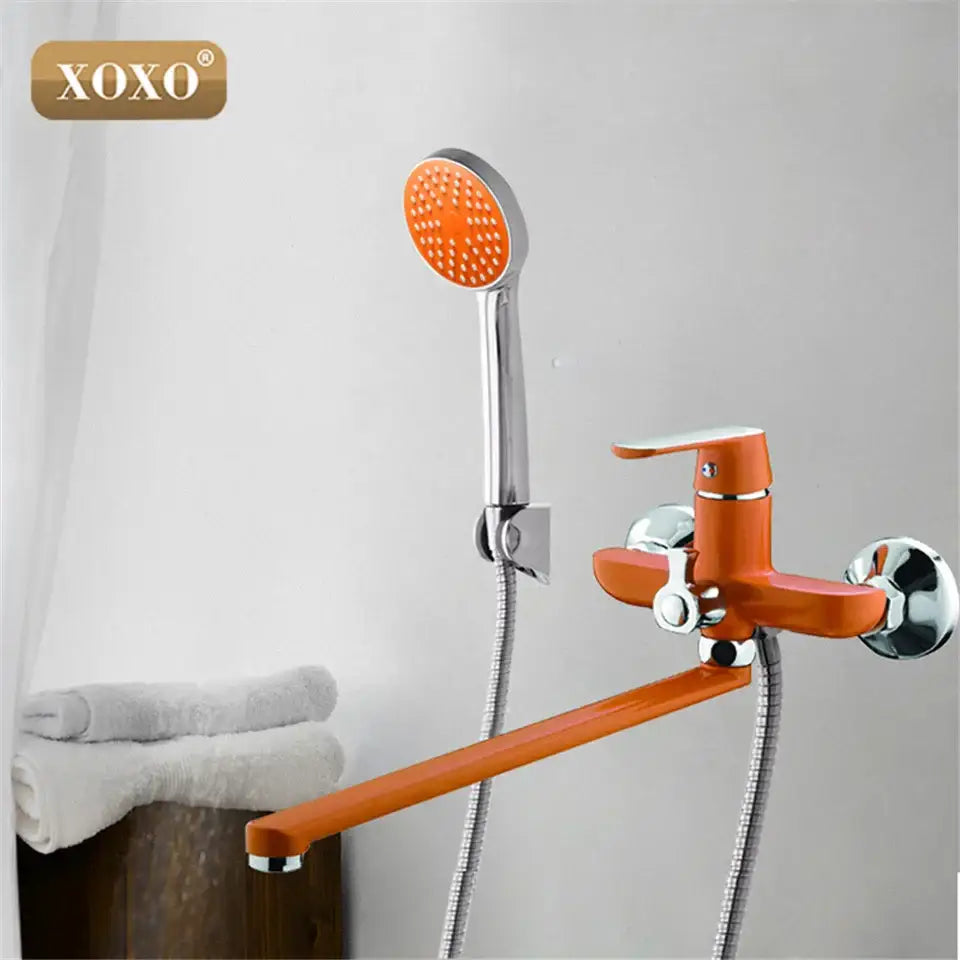 Green & chrome bath shower faucet set with handheld – bathroom