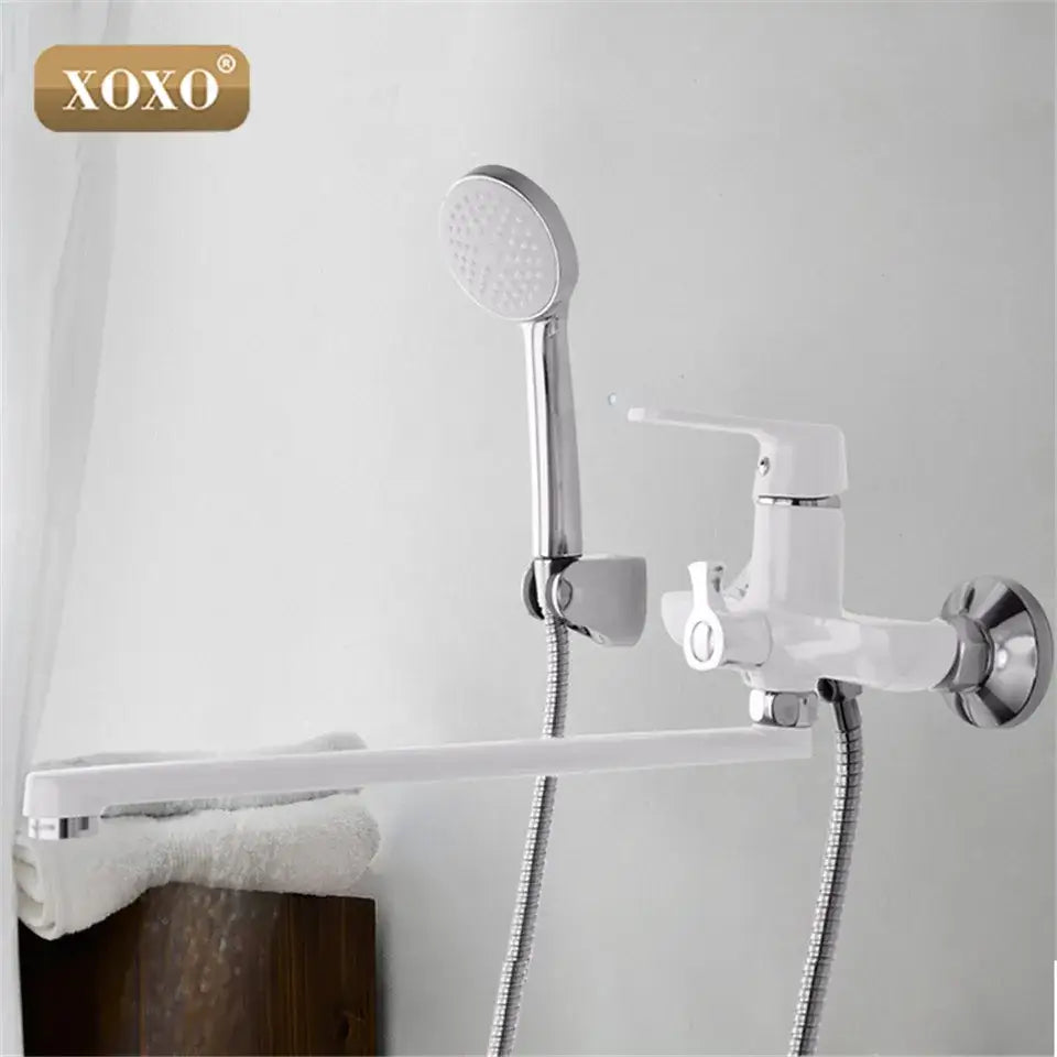 Green & chrome bath shower faucet set with handheld – bathroom