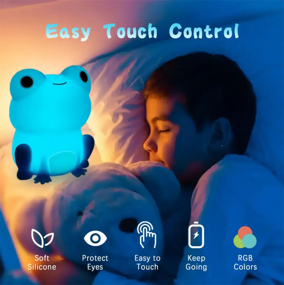 Green silicone frog night light bedroom dimmable lamp
