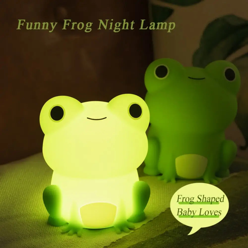 Green silicone frog night light bedroom dimmable lamp
