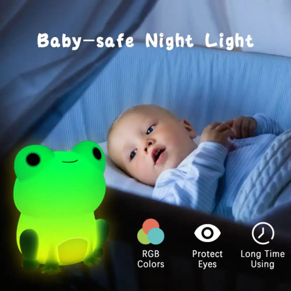 Green silicone frog night light bedroom dimmable lamp