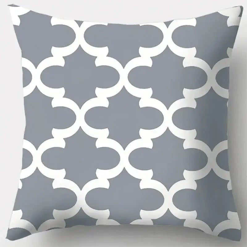 Grey geometry patterned pillow case for living room decor