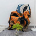Halloween pumpkin and cat tassel throw blanket bedroom decor