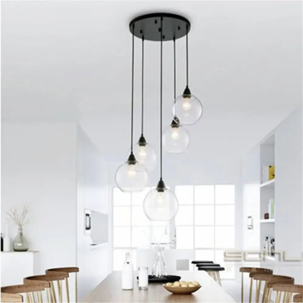 Hand blown clear glass globe lampshade for living room lighting