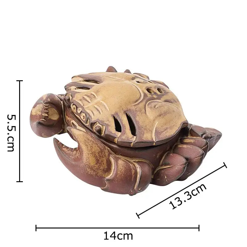 Hand carved brown crab ceramic incense burner living room decor tray