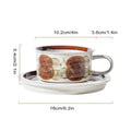 Hand-drawn leaf ceramic espresso cup and saucer dining room set