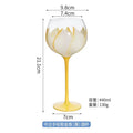 Hand painted glass goblet set pink & yellow floral dining room decor