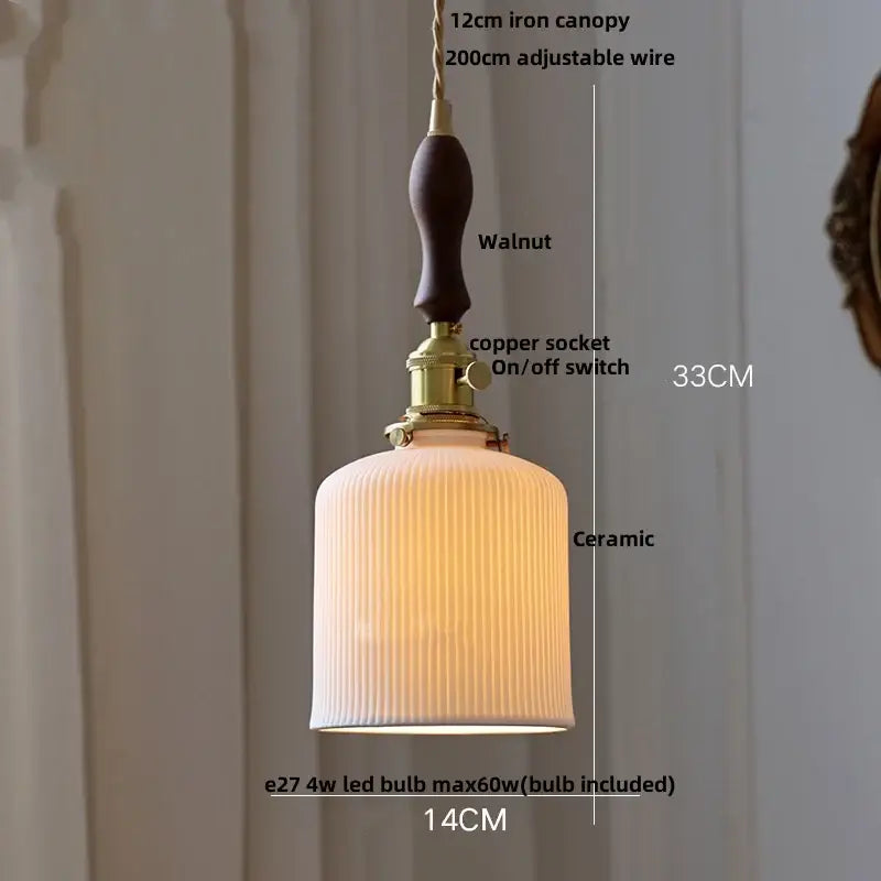 Hand painted white ceramic copper pendant light kitchen fixture